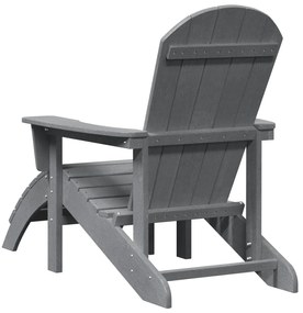vidaXL Καρέκλα Adirondack με Υποπόδιο Ανοιχτό Γκρι HDPE