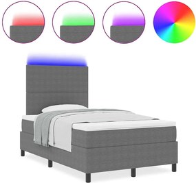 vidaXL LED Κρεβάτι με βάθρο Ανοιχτό Γκρι και Λευκό 120 x 200 cm