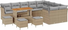 vidaXL Σετ Καναπέ Κήπου 13 pcs Μπεζ συνθετικό ρατάν