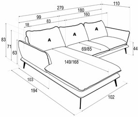 Γωνιακός καναπές Optima-Sapio milo-Δεξιά