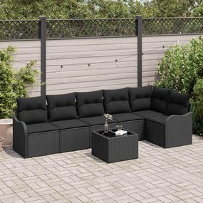 vidaXL Σετ Καναπέ Κήπου με μαξιλάρι 7 pcs Μπεζ Πολυ ράταν