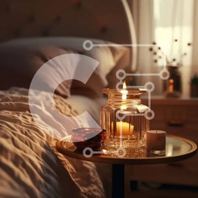 Intra Συλλεκτικό Ξύλινο Παζλ Plywood 4mm - Άνετο υπνοδωμάτιο με λευκό κρεβάτι και απαλό φωτισμό Σε Ξύλινο Κουτί - Διαστάσεις Puzzle: 10x10 cm – 25 κομμάτια