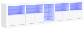 vidaXL Μπουφές με Φώτα LED Λευκός 283 x 37 x 67 εκ.