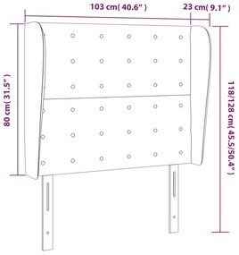 Κεφαλάρι με Πτερύγια Μαύρο 103x23x118/128 εκ. Βελούδινο 3118434