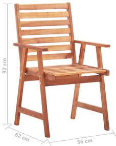 Καρέκλες Τραπεζαρίας Εξ. Χώρου 3 τεμ. Ξύλο Ακακίας με Μαξιλάρια - Γκρι