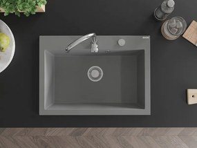 Mexen Elix νεροχύτης γρανίτης 1-θάλαμος 700 x 500 mm, γκρι, σιφόνι χρώμιο