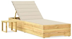 vidaXL Ξαπλώστρα Κήπου από Εμποτ. Ξύλο Πεύκου με Τραπεζάκι &amp; Μαξιλάρι