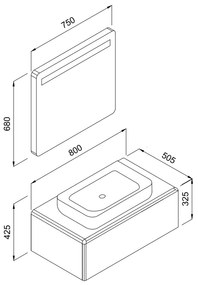 Σετ Έπιπλο Μπάνιου KUZEY Λευκό MDF 18mm Λάκα 80 9SKUZ080WHM