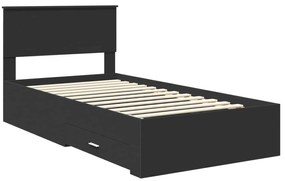 vidaXL Σκελετός Κρεβατιού με κεφαλάρι Μαύρο και Ασημί 100 x 200 cm