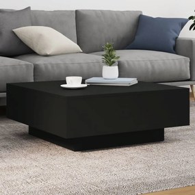 vidaXL Τραπεζάκι Σαλονιού με Φώτα LED Μαύρο 80x80x31 εκ.