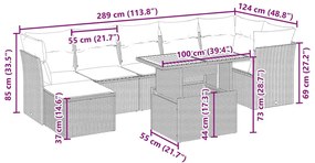 vidaXL Σαλόνι Κήπου Σετ 8 τεμ. Μπεζ Συνθετικό Ρατάν με Μαξιλάρια