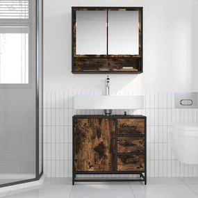 vidaXL ντουλάπι νιπτήρα μπάνιου καπνιστή δρυς 65x33x60 cm