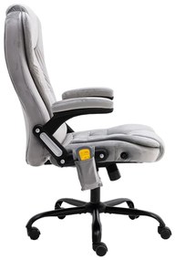 vidaXL Πολυθρόνα Γραφείου Μασάζ Ανοιχτό Γκρι Βελούδινη