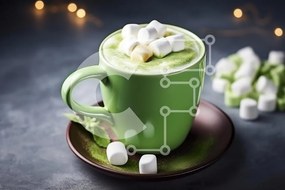 Intra Συλλεκτικό Ξύλινο Παζλ Plywood  4mm - Ζεστό ποτό Matcha με Marshmallows Σε Ξύλινο Κουτί - Διαστάσεις: 10x10 cm – 25 κομμάτια