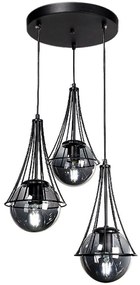 Φωτιστικό Οροφής Chavi 0124519 40x40x90cm 3xE27 60W Black Megapap Metal