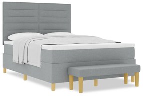 vidaXL Κρεβάτι με Βάση με Στρώμα & Πάγκος Ανοιχτό Γκρι 140x200 εκ Ύφασμα