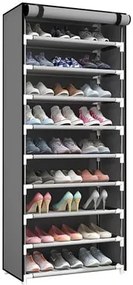 HOME USE υφασμάτινη παπουτσοθήκη HUH-0182 με 9 ράφια, 57x28x160cm, γκρι