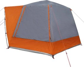 vidaXL Σκηνή Camping 8 ατόμων Γκρι και πορτοκαλί Πολυεστέρας Αδιάβροχο