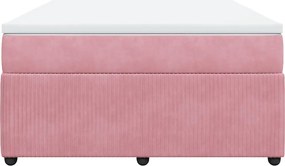 vidaXL Κρεβάτι Boxspring με Στρώμα Ροζ 140x190 εκ. Βελούδινο