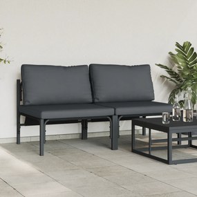 vidaXL Εξωτερικά Έπιπλα με μαξιλάρι με μαξιλάρι 2 pcs Ανθρακί Ατσάλι