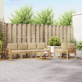 vidaXL Σειρά Καναπέ Εξωτερικού με μαξιλάρι 7 pcs Λευκό και Μπεζ