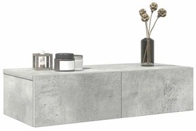 Ράφι τοίχου με συρτάρια Γκρι μπετόν 60x26,5x15 cm Ξύλο μηχανής 859971