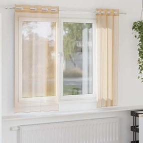 vidaXL Voile κουρτίνες με ροδέλες 2 τεμάχια Χρώμα Άμμου