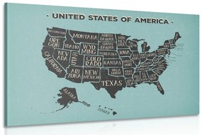 Εικόνα εκπαιδευτικό χάρτη των ΗΠΑ με μπλε φόντο - 120x80