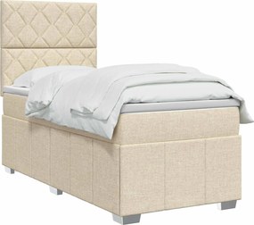 vidaXL Κρεβάτι box spring με στρώμα Κρεμ 90 x 200 cm Ύφασμα