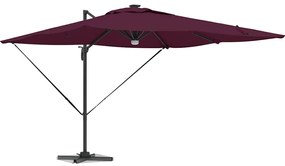 vidaXL Ρώμη Ομπρέλα με φώτα λωρίδας LED Κόκκινο 286 x 285 x 270 εκ