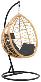 Intrahome Κούνια Hudson Intrahome κρεμαστή μέταλλο μαύρο-pp φυσικό-μαξιλάρι μαύρο 109x119x195εκ | SKU: INTRAPA-246111132