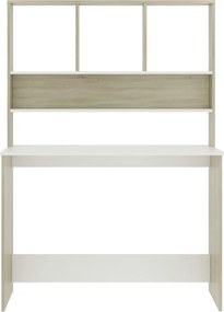 vidaXL Γραφείο με Ράφια Λευκό/Sonoma Δρυς 110x45x157 εκ. Μοριοσανίδα