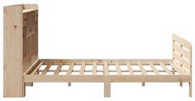Κρεβάτι Βιβλιοθήκη Χωρίς Στρώμα 150x200 εκ Μασίφ Ξύλο Πεύκου - Καφέ