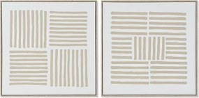 Πίνακας Home ESPRIT Λευκό Μπεζ Σκανδιναβικός 83 x 4,5 x 83 cm (x2)