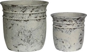 FLOWER POT-15 Set 2 τεμαχίων, Cement Απόχρωση Antique White   1τμχ