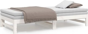 vidaXL Καναπές Κρεβάτι Συρόμενος Λευκός 2x(75x190) εκ. από Μασίφ Πεύκο