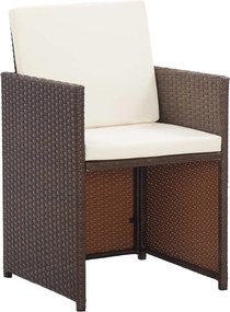 vidaXL Σετ Τραπεζαρίας Εξ. Χώρου 15 τεμ. Καφέ Συνθ. Ρατάν με Μαξιλάρια