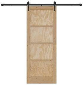 vidaXL Συρόμενη Πόρτα Χειροκίνητος Καφέ 78 x 202 εκ. Μασίφ ξύλο πεύκου