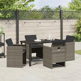 vidaXL Σέτ φαγητού για κήπο 5 pcs Γκρι συνθετικό ρατάν