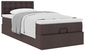 vidaXL Οθωμανικό κρεβάτι με στρώμα σκούρο καφέ 90x190cm ύφασμα