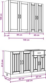 vidaXL Μονάδα κουζίνας LUCCA 4 pcs Γκρι Sonoma Επεξεργασμένο Ξύλο