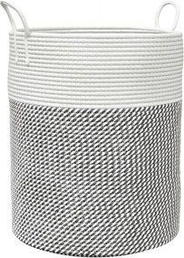 vidaXL Καλάθι Αποθήκευσης Γκρι και Λευκό Ø38 x 46 εκ. Βαμβακερό