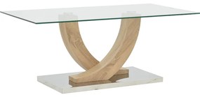 Τραπέζι σαλονιού Kasmora pakoworld φυσικό ξύλο-γυαλί 110x60x45εκ Model: 029-000238