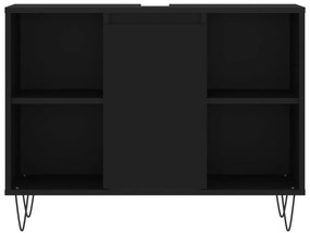 Ντουλάπι Μπάνιου Μαύρο 80 x 33 x 60 εκ. από Επεξεργασμένο Ξύλο - Μαύρο