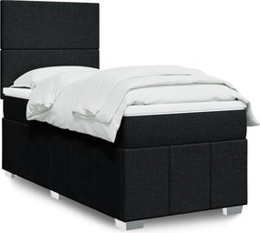 vidaXL Κρεβάτι Boxspring με Στρώμα Μαύρο 80 x 200 εκ. Υφασμάτινο