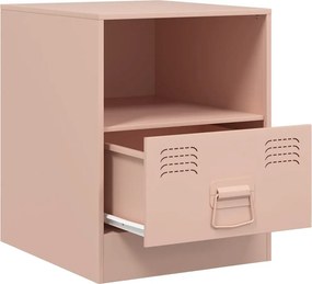 vidaXL Κομοδίνο Ροζ 34,5 x 39 x 44 εκ. από Χάλυβα