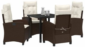 vidaXL Σέτ φαγητού για κήπο 5 pcs Καφέ συνθετικό ρατάν