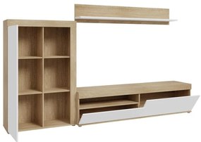 Σύνθετο σαλονιού Zorbi λευκό-sonoma oak μελαμίνης 265x41x158.5εκ 265x41x158.5 εκ.