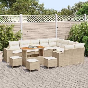 vidaXL Σετ Καναπέ Κήπου Ρυθμιζόμενο ύψος 13 pcs Μπεζ συνθετικό ρατάν