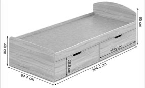 Κρεβάτι Regan με συρτάρια σε oak απόχρωση 90x200εκ 94.4x204.2x65 εκ.